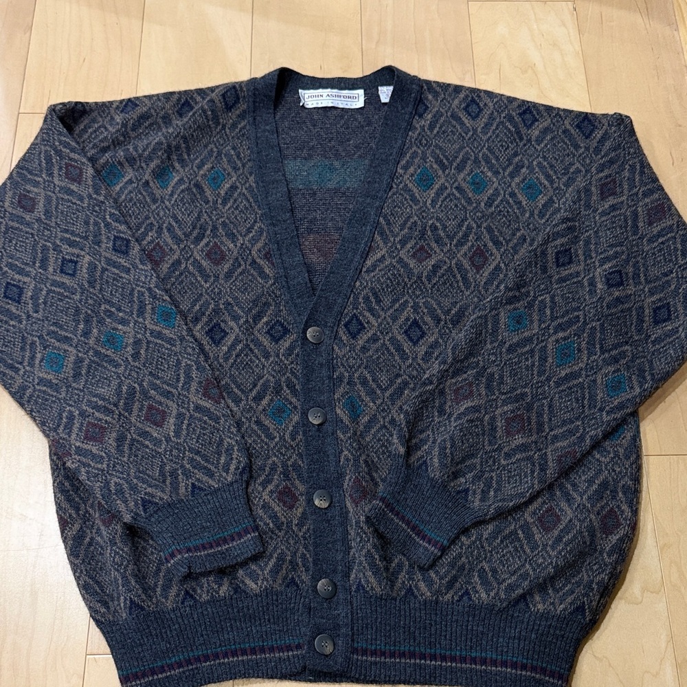 John Ashford wool blend Italian cardigan sweater - size XL - VINTAGE